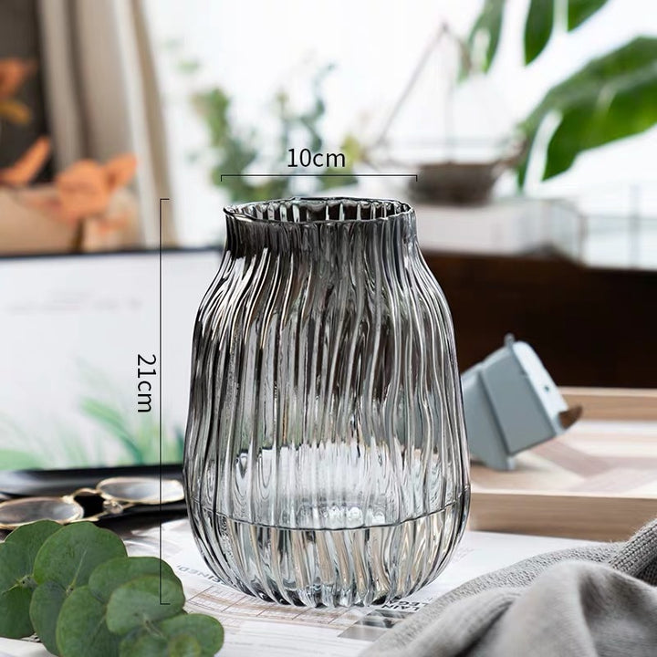 Artistic Ribbed Glass Carafe