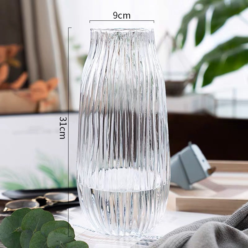 Artistic Ribbed Glass Carafe