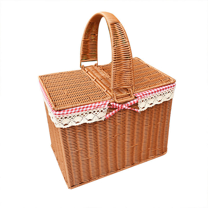 Handcrafted Rattan Picnic Basket with Lid
