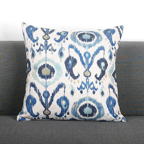 Ikat-Print Square Decorative Throw Pillow Cover with Hidden Zipper
