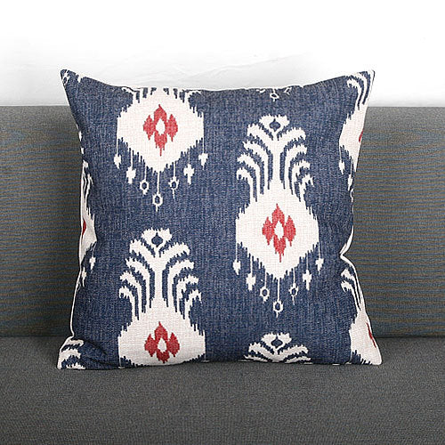 Ikat-Print Square Decorative Throw Pillow Cover with Hidden Zipper