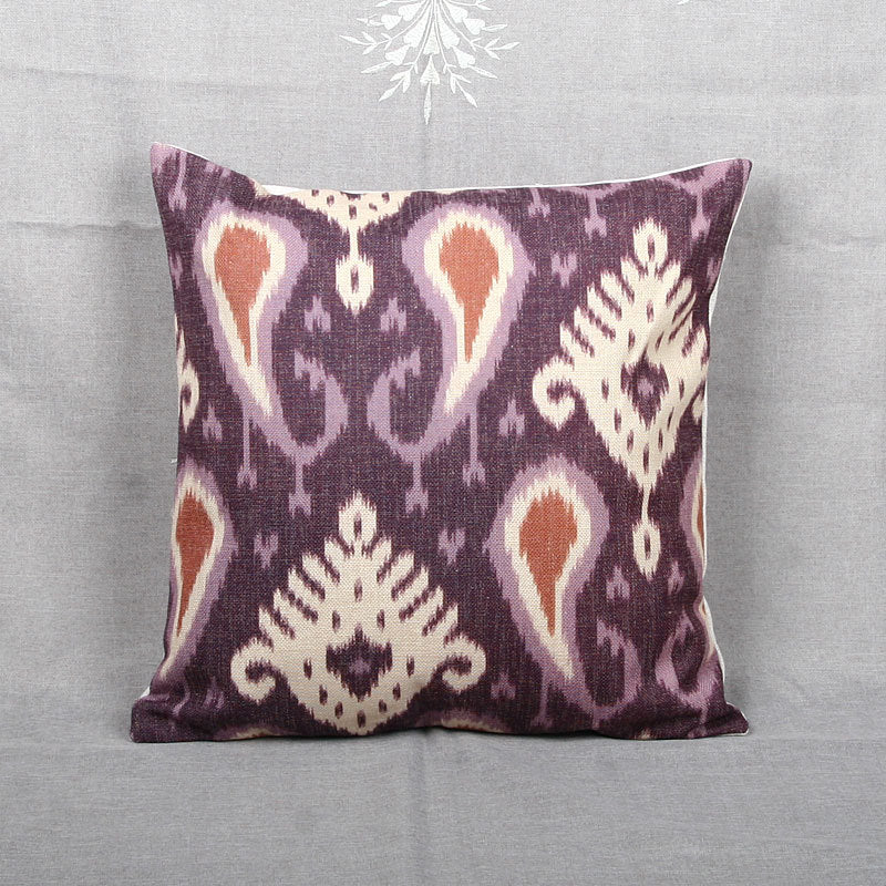 Ikat-Print Square Decorative Throw Pillow Cover with Hidden Zipper