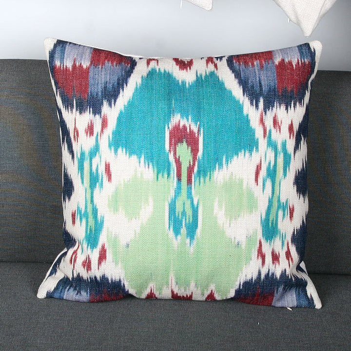 Ikat-Print Square Decorative Throw Pillow Cover with Hidden Zipper