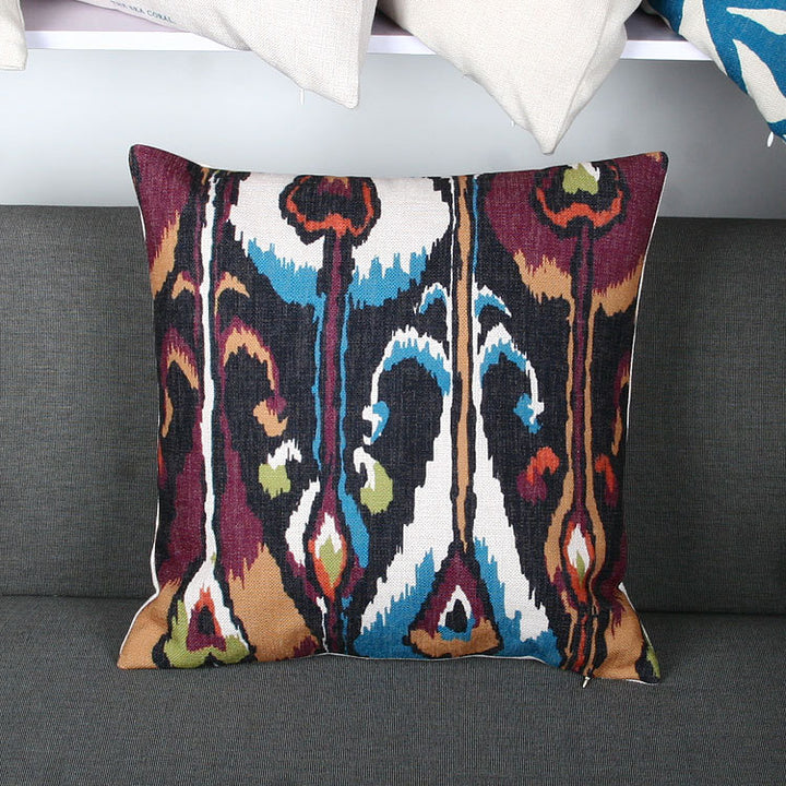 Ikat-Print Square Decorative Throw Pillow Cover with Hidden Zipper