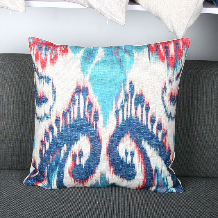 Ikat-Print Square Decorative Throw Pillow Cover with Hidden Zipper