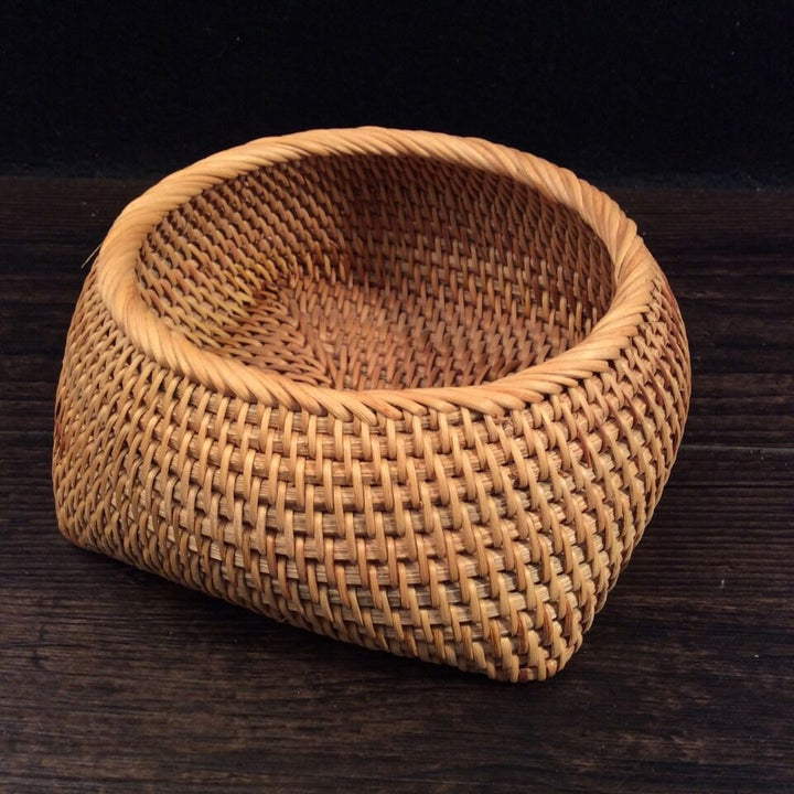 Oval basket made of woven material