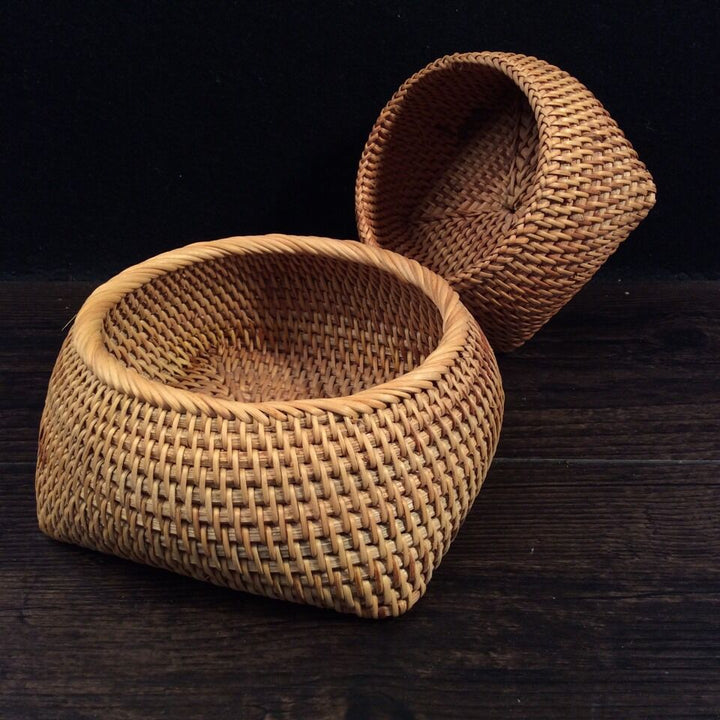 Oval basket made of woven material