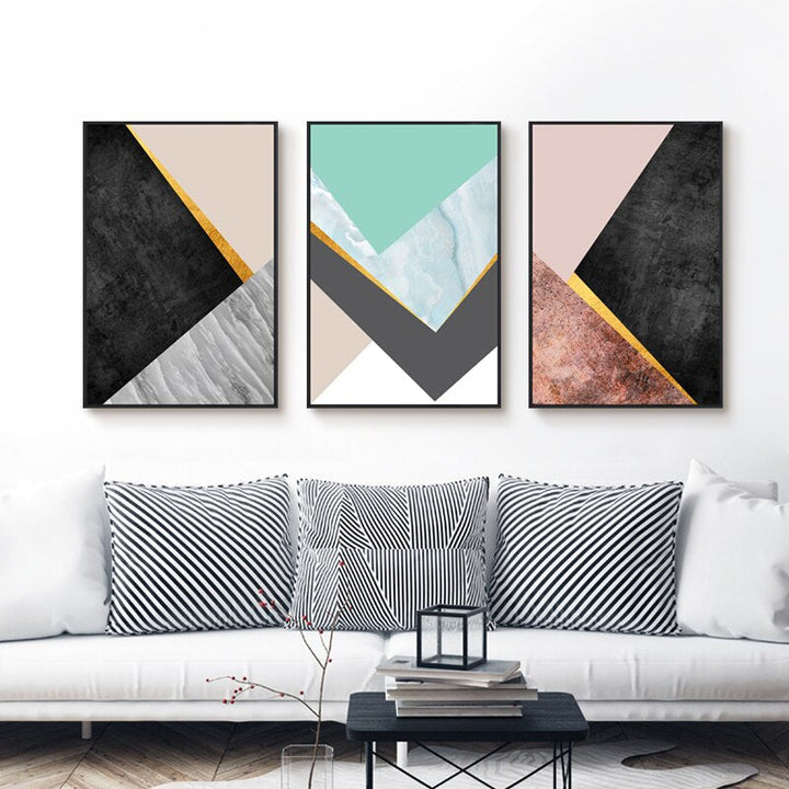 Geometric Fashion Triangles - Canvas Wall Art Painting