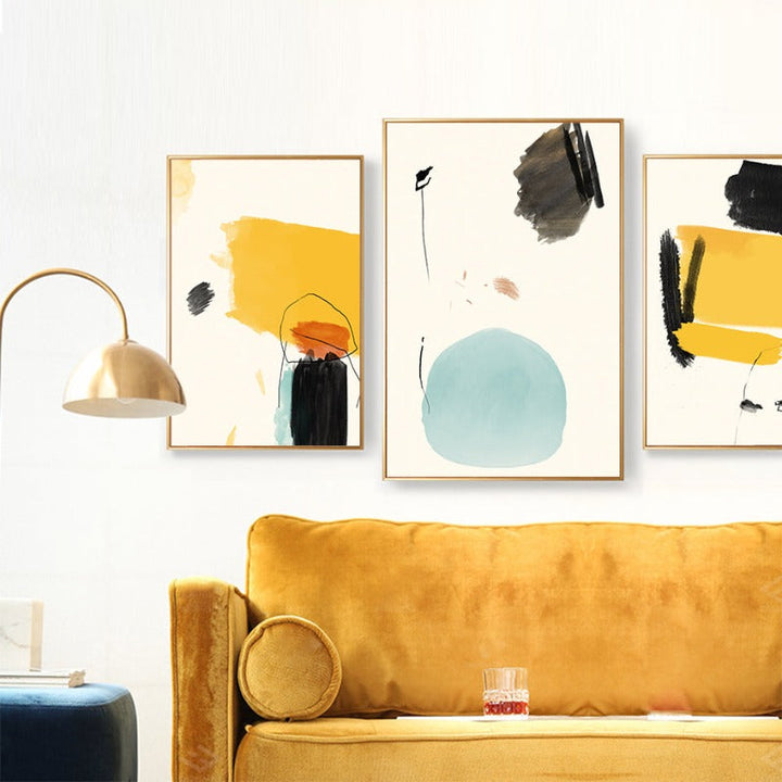 Geometric Abstract Trendy Colors  - Canvas Wall Art Painting