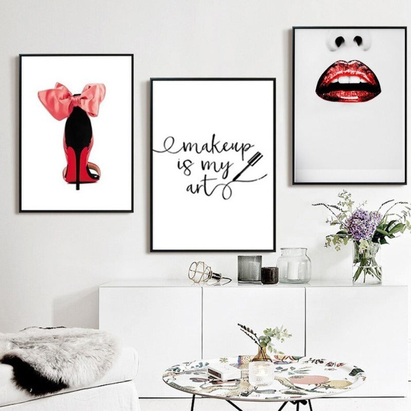 Fashion Makeup Girl Decorative - Canvas Wall Art Painting