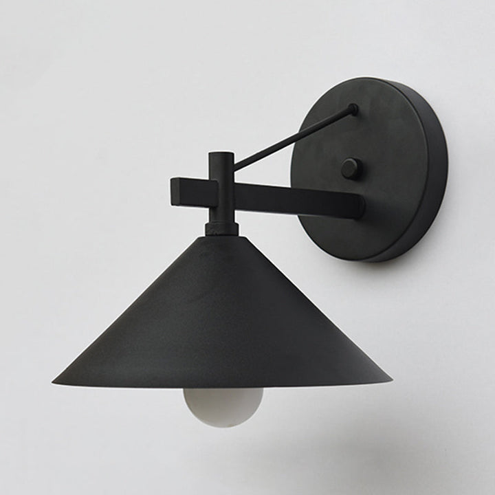 Metal Cone Wall Hanging Light Vintage 1 Light Outdoor Sconce Lighting Fixture in Black/Antique Brass/Aged Silver