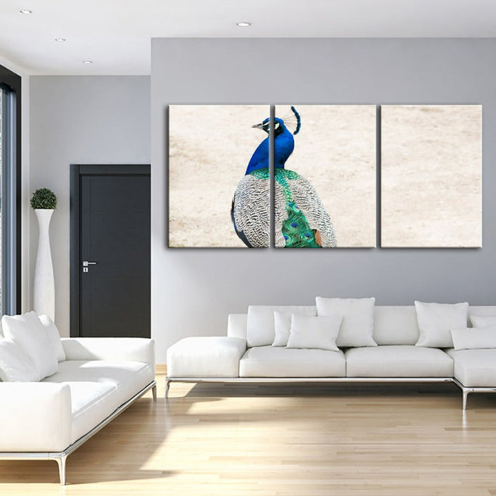 Skirted Elegant Peacock-Canvas Wall Art Painting 3 Pieces