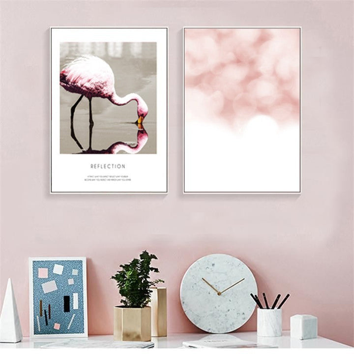 Flamingo Reflection - Canvas Wall Art Painting