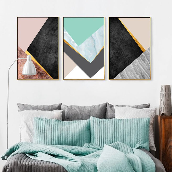 Geometric Fashion Triangles - Canvas Wall Art Painting
