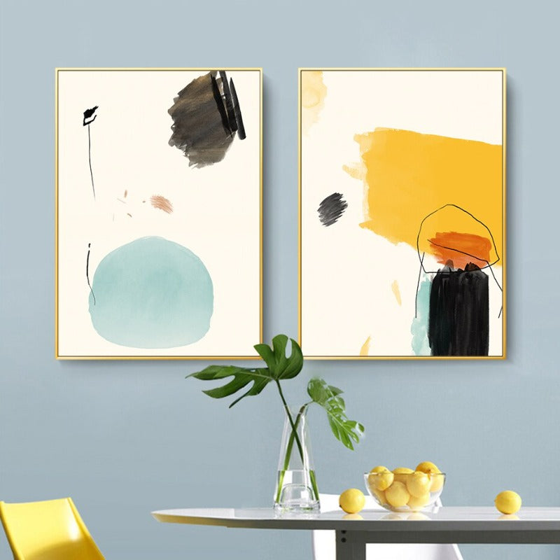 Geometric Abstract Trendy Colors  - Canvas Wall Art Painting