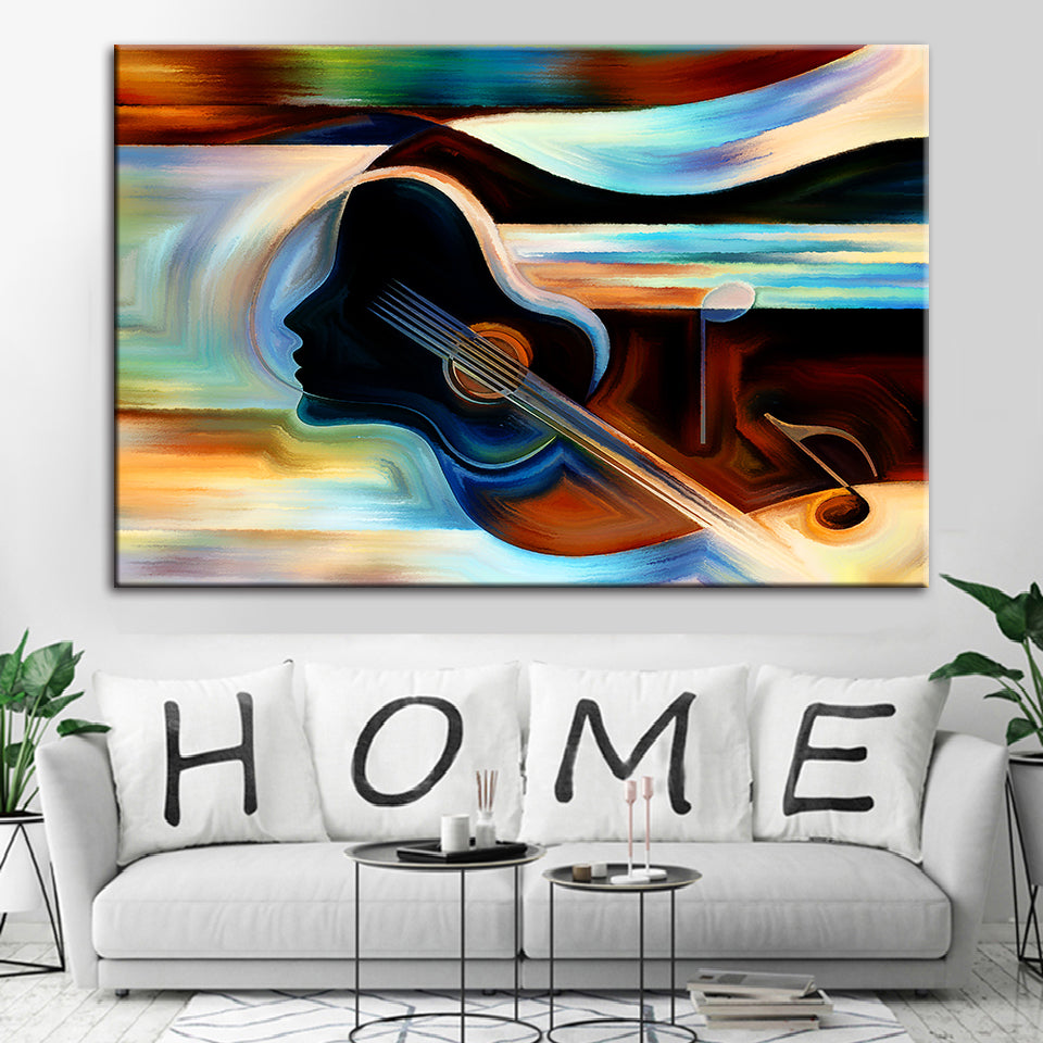 Guitar Lady - Canvas Wall Art Painting