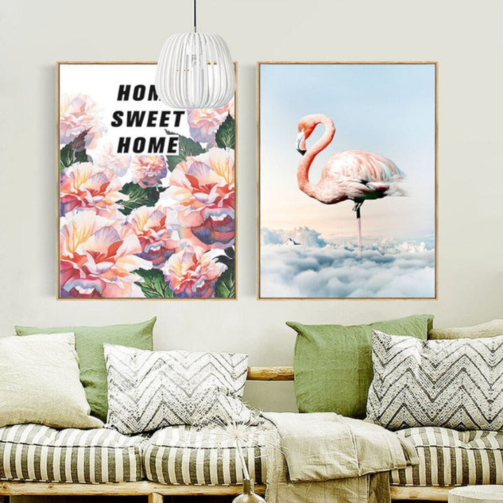 Flamingo In Landscape - Canvas Wall Art Painting