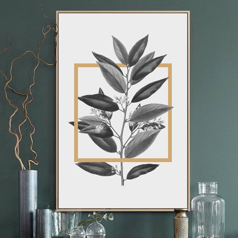 Grey Flowers Geometric Nordic Prints Posters - Canvas Wall Art Painting