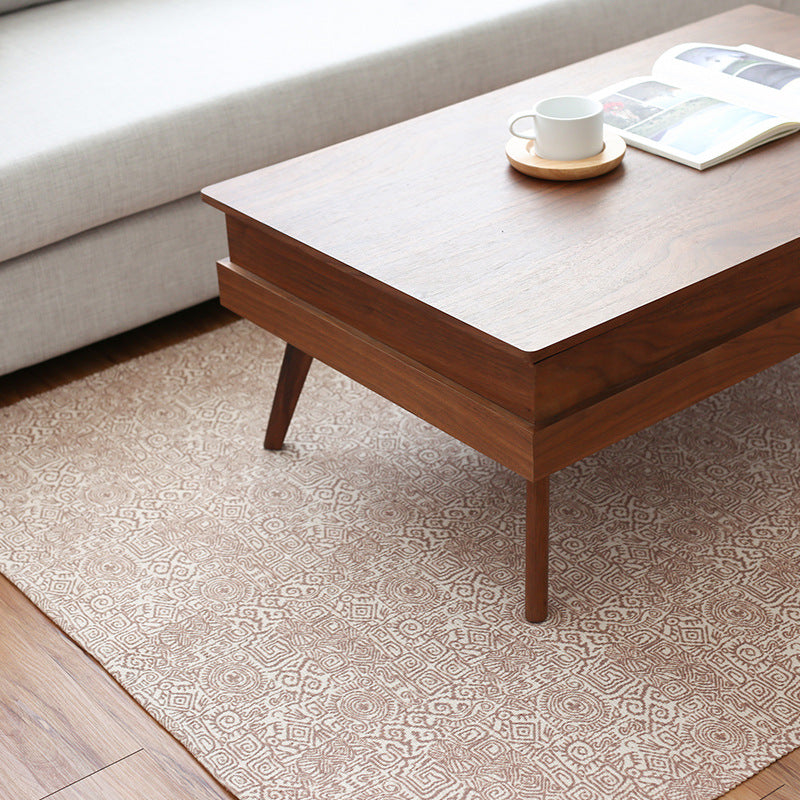 Flat-woven living room rug with fine ethnic diamond pattern and low pile