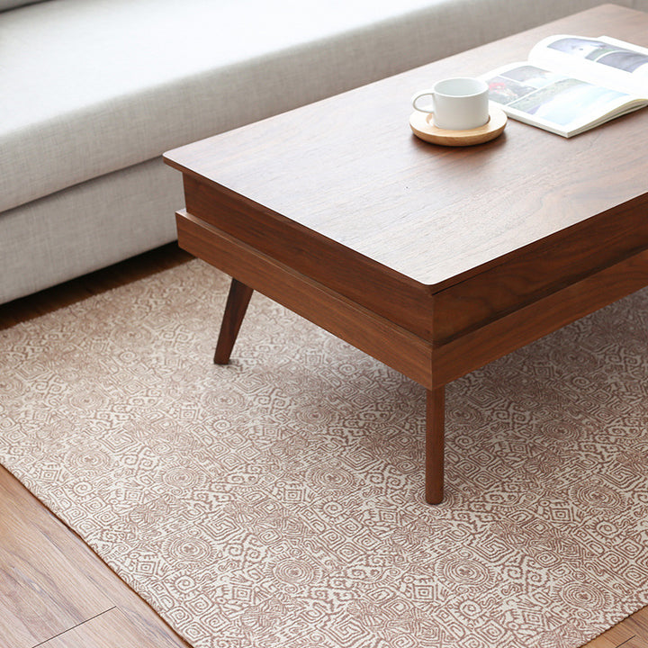 Flat-woven living room rug with fine ethnic diamond pattern and low pile