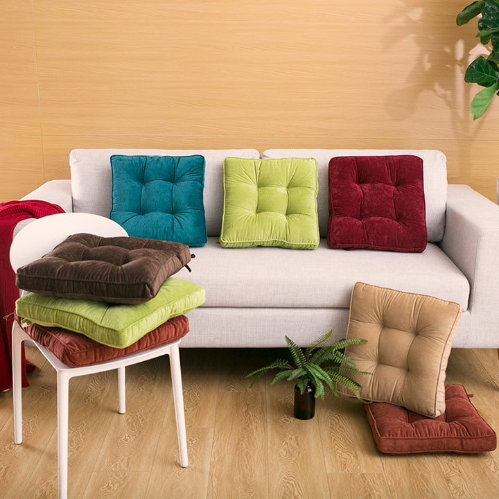 High-quality velvet seat cushion with square tufting and thick padding