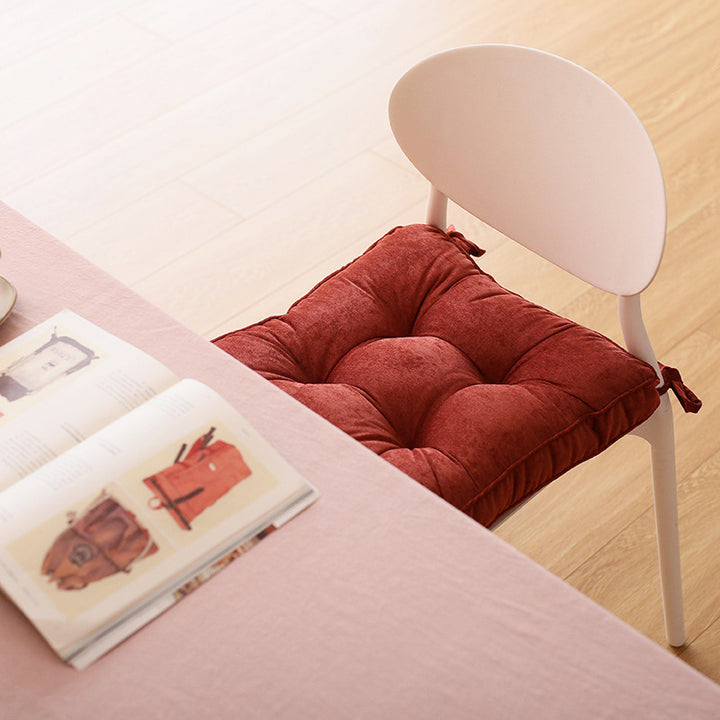 High-quality velvet seat cushion with square tufting and thick padding