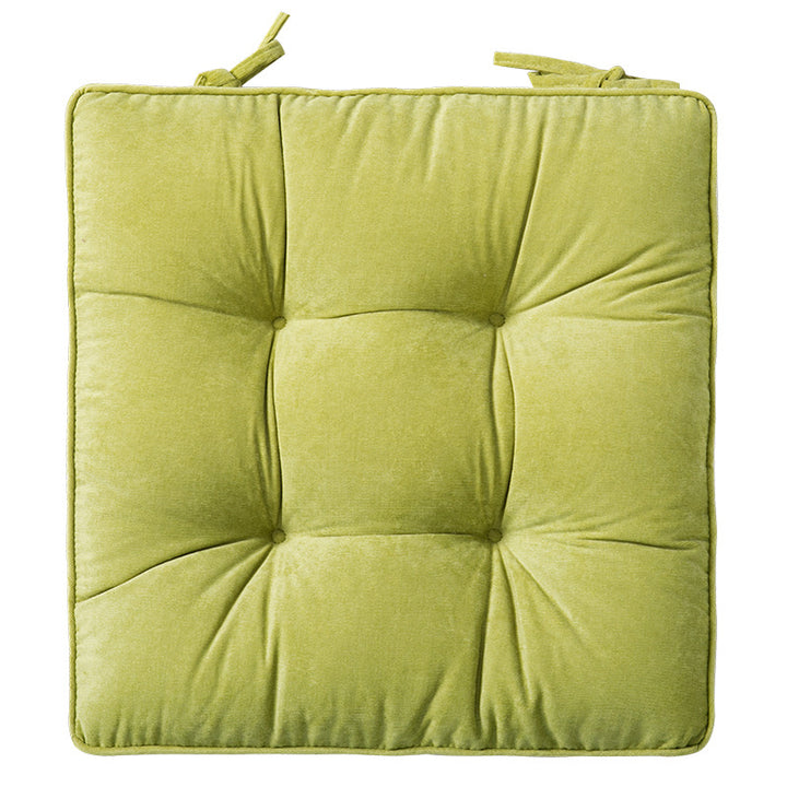 High-quality velvet seat cushion with square tufting and thick padding