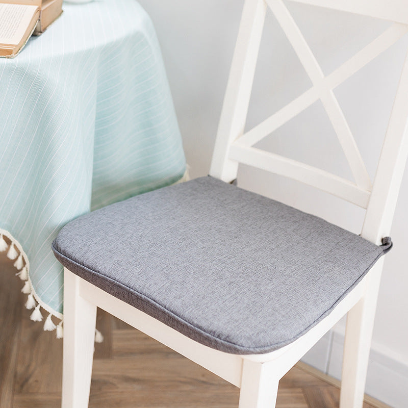 Padded chair cushion with ties and breathable linen mix