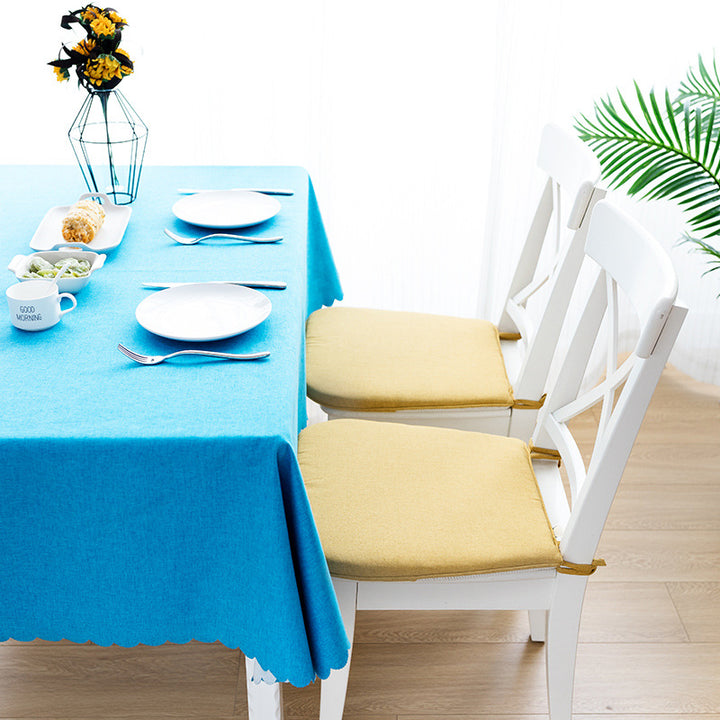 Padded chair cushion with ties and breathable linen mix
