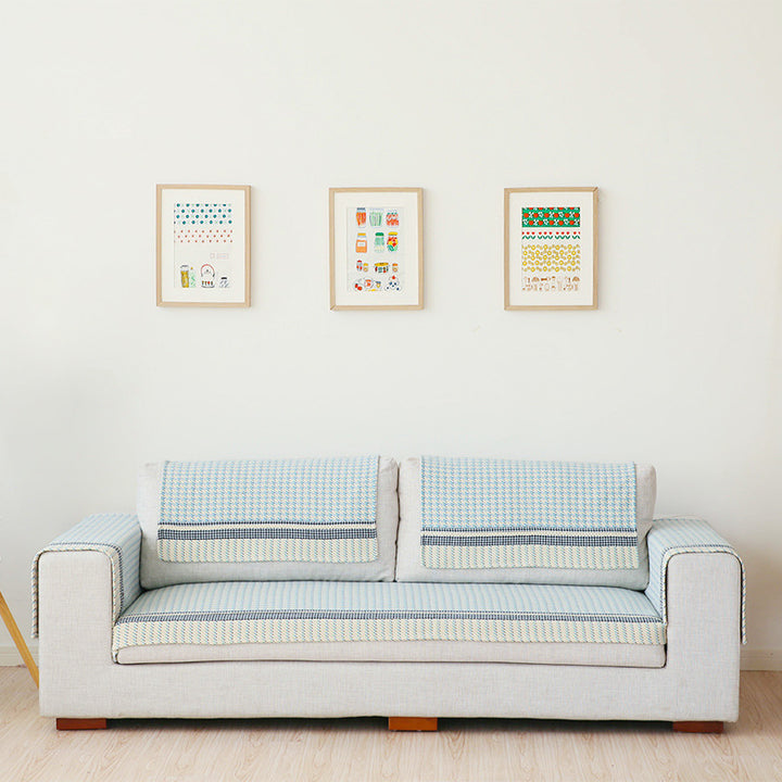 Sofa cushion set for 3-seater with non-slip underside and decorative stitching