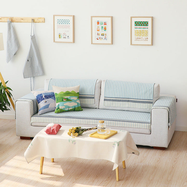 Sofa cushion set for 3-seater with non-slip underside and decorative stitching