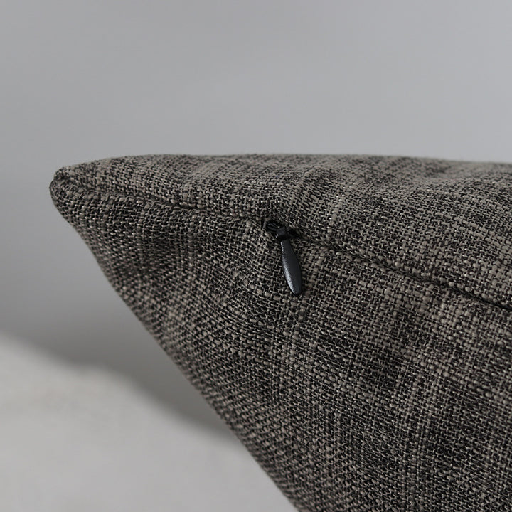 Square Textured Linen-Blend Accent Cushion Cover with Removable Insert Sleeve