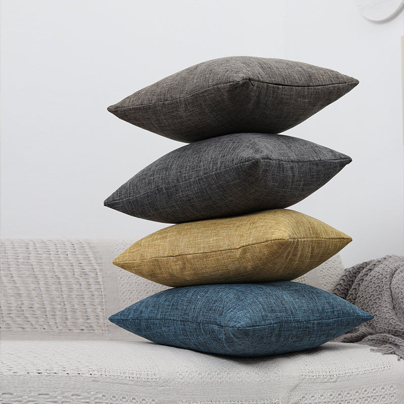 Square Textured Linen-Blend Accent Cushion Cover with Removable Insert Sleeve