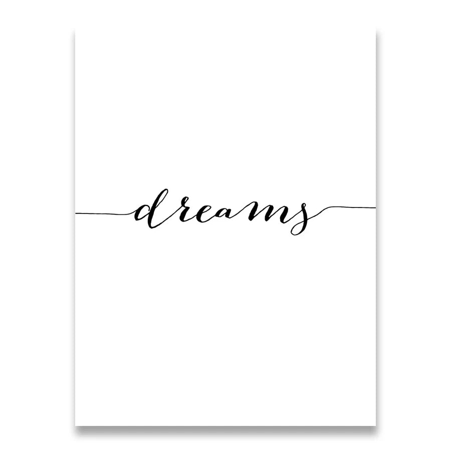 Daily Inspiration Words Wall Art Fine Art Canvas Prints Love Smile Sweet Dreams Quotations Posters Black White Pictures For Living Room Bedroom Art Decor