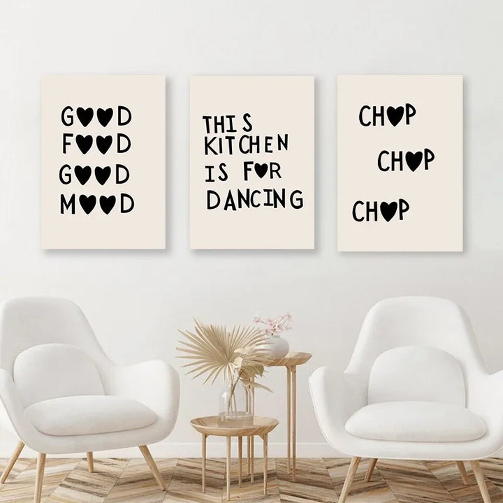 Kitchen Cooking Love Quotes Wall Art Fine Art Canvas Prints Minimalist Modern Typographic Posters Pictures For Kitchen Dining Room Cafe Art Decor