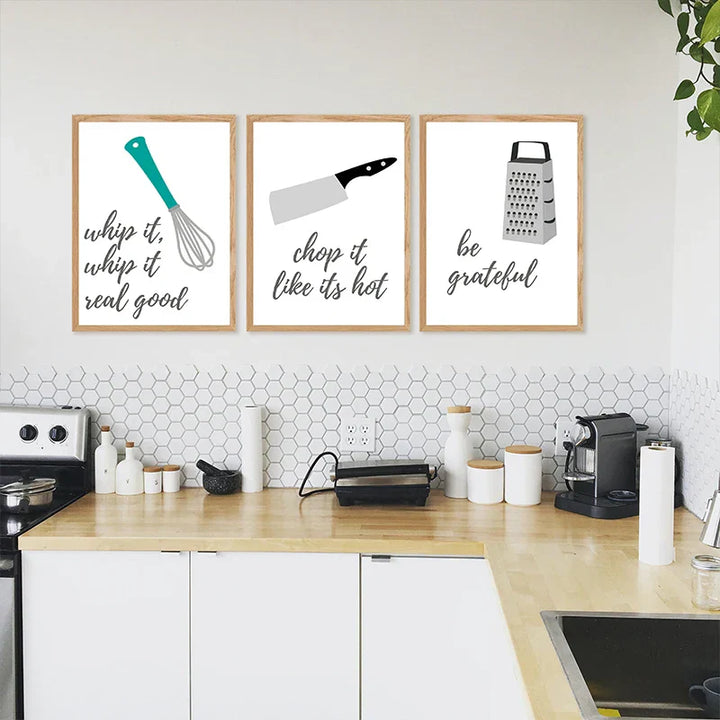 Kitchen Cooking Utensils Fun Quotes Posters Wall Art Fine Art Canvas Prints Pictures For Kitchen Cafe Diner Cookery Baking Art Creative Home Decor