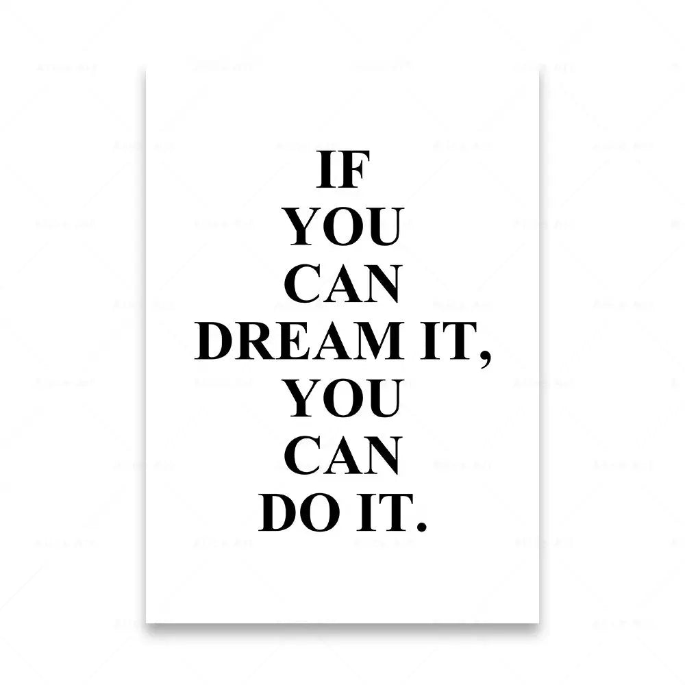 Motivational Words Wall Art Fine Art Canvas Prints Black & White Inspirational Quotations Posters For Living Room Bedroom Study Room Art Decor