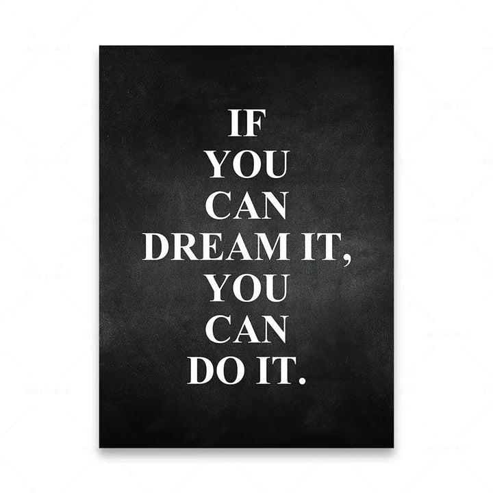Motivational Words Wall Art Fine Art Canvas Prints Black & White Inspirational Quotations Posters For Living Room Bedroom Study Room Art Decor