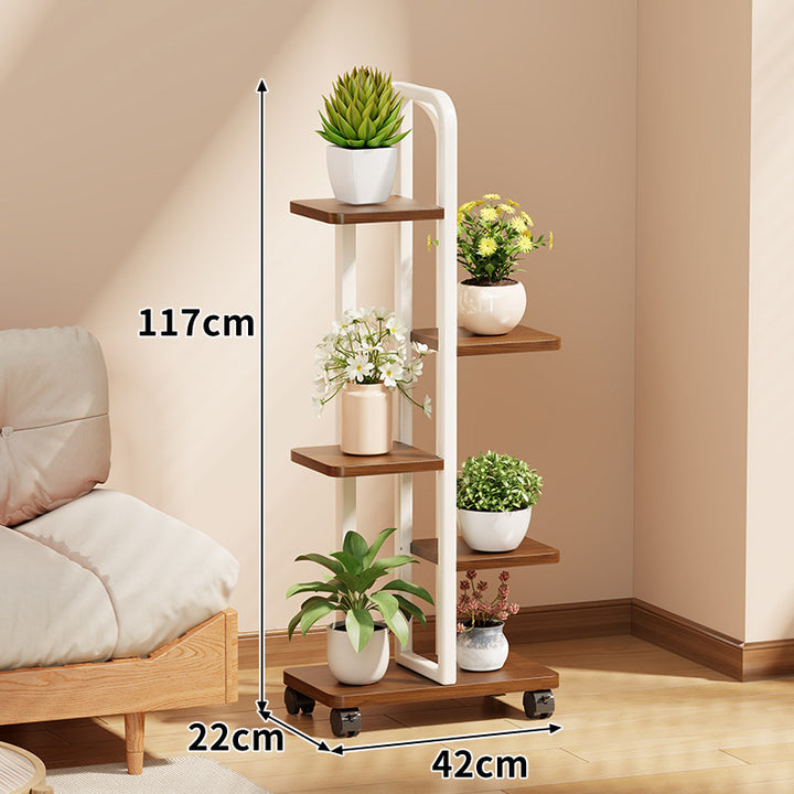 Rolling Vertical Plant Display Shelf with Arch Handle
