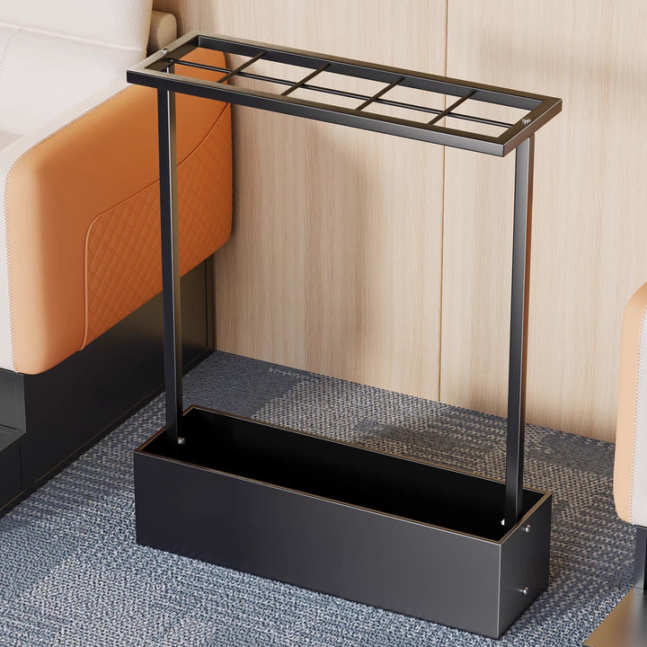 Freestanding Metal Pool Cue Rack with Multi-Slot Top Holder and Weighted Base