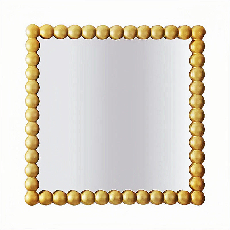 Decorative Square Wall Mirror with Beaded Frame