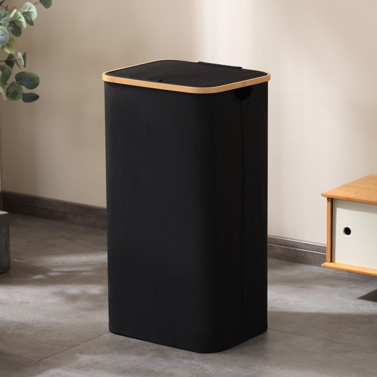 Elegant Laundry Container Made of High-Quality Textile with Bamboo Frame