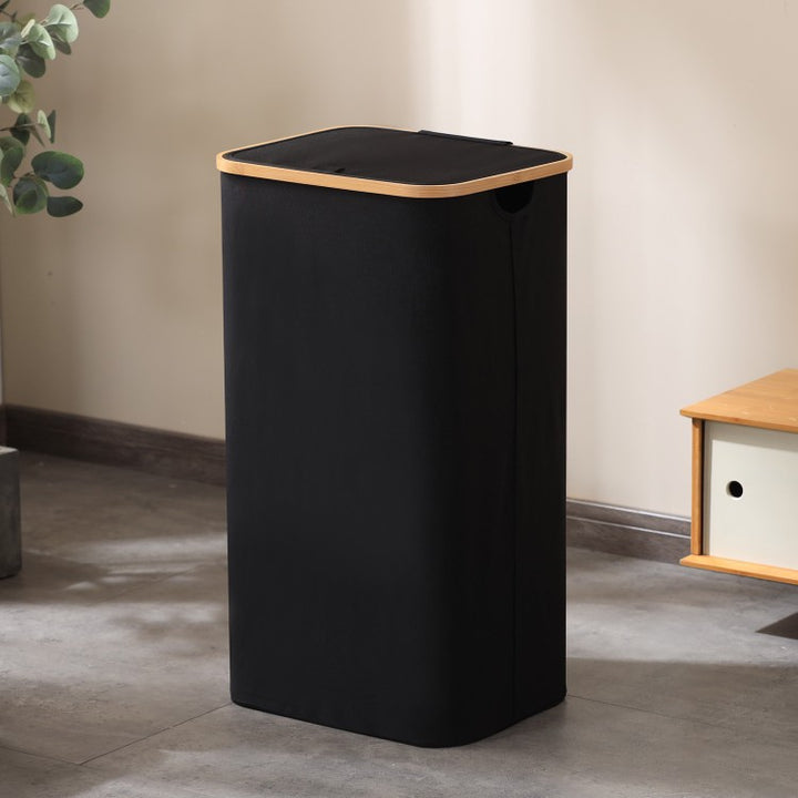Elegant Laundry Container Made of High-Quality Textile with Bamboo Frame