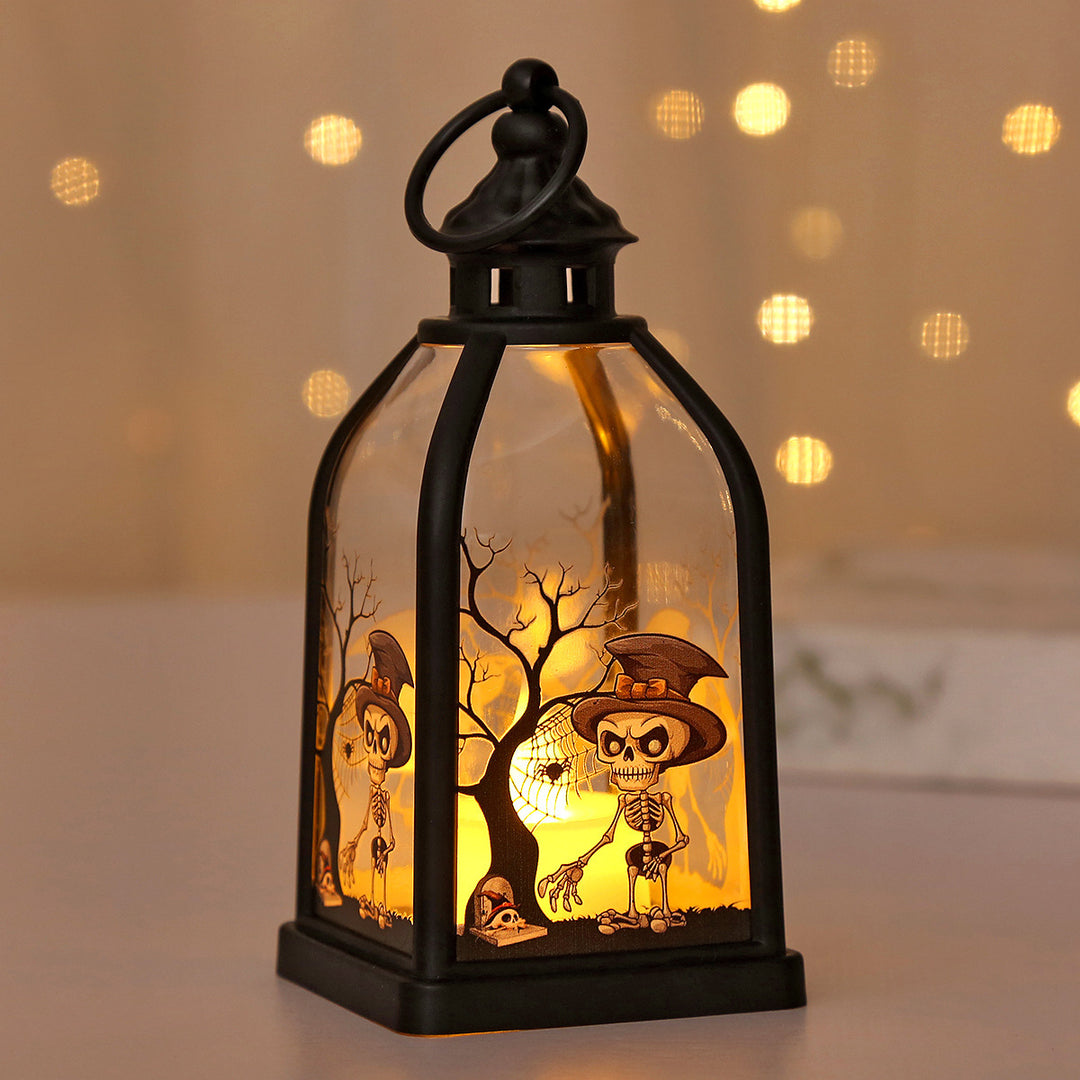 Battery-operated ghost pumpkin LED lantern