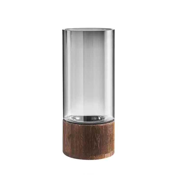 High-quality glass vase with wooden base