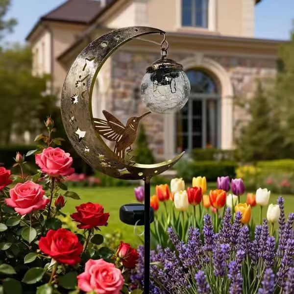 Halloween Half Moon Cat Solar Garden Lantern