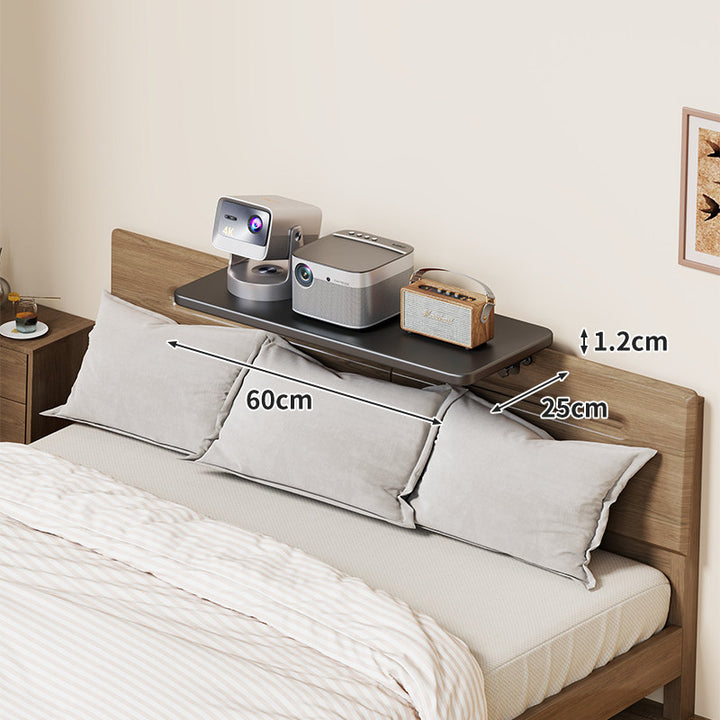 Wall-Mounted Slim Floating Headboard Shelf with Rounded Corners and Concealed Brackets