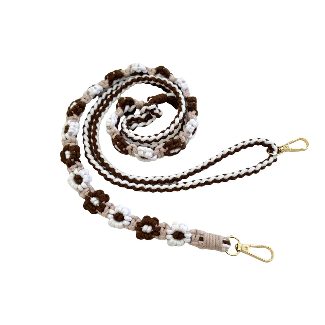Macrame Pet Leash with Floral Detailing