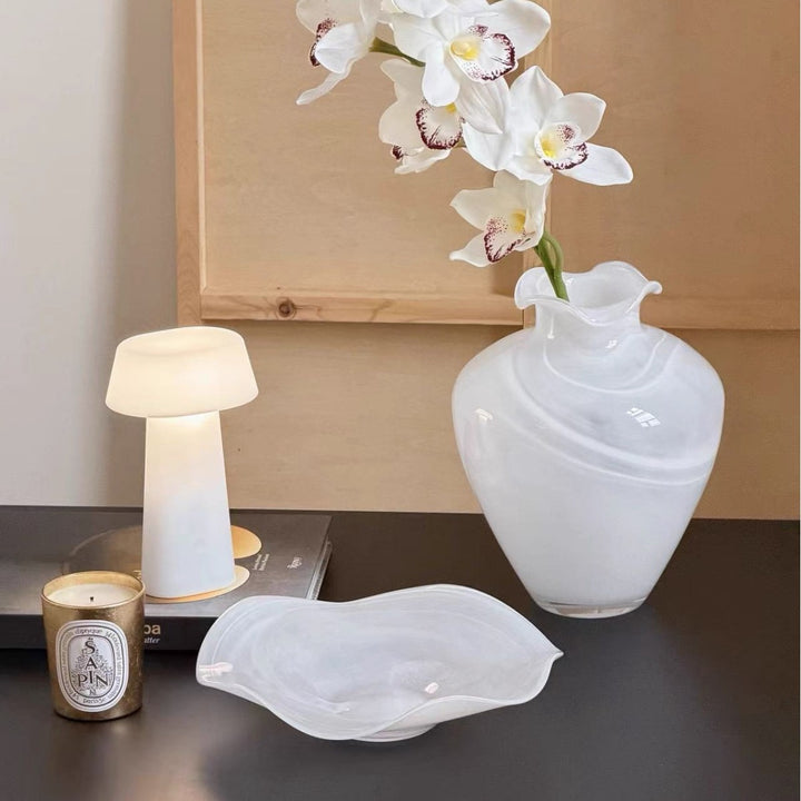 Decorative Hand-Blown Marbleized Glass Vase