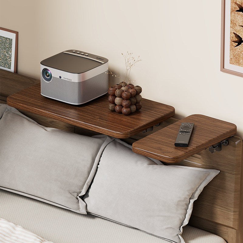 Headboard-Mounted Floating Bedside Shelf for Projectors and Devices